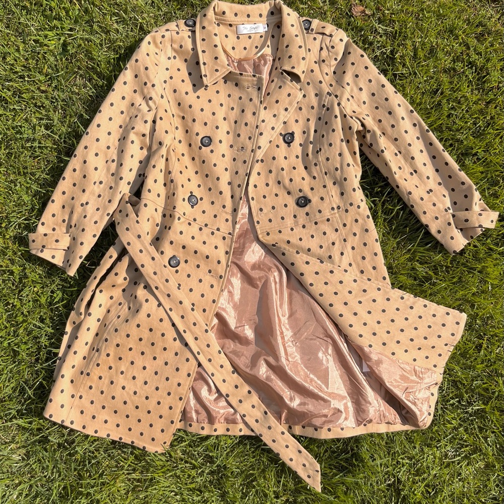 Spot printed cotton trench coat